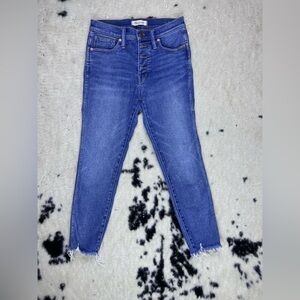 Madewell Women’s Medium Wash Button Fly Raw Hem High Rise Denim Jeans Size 28